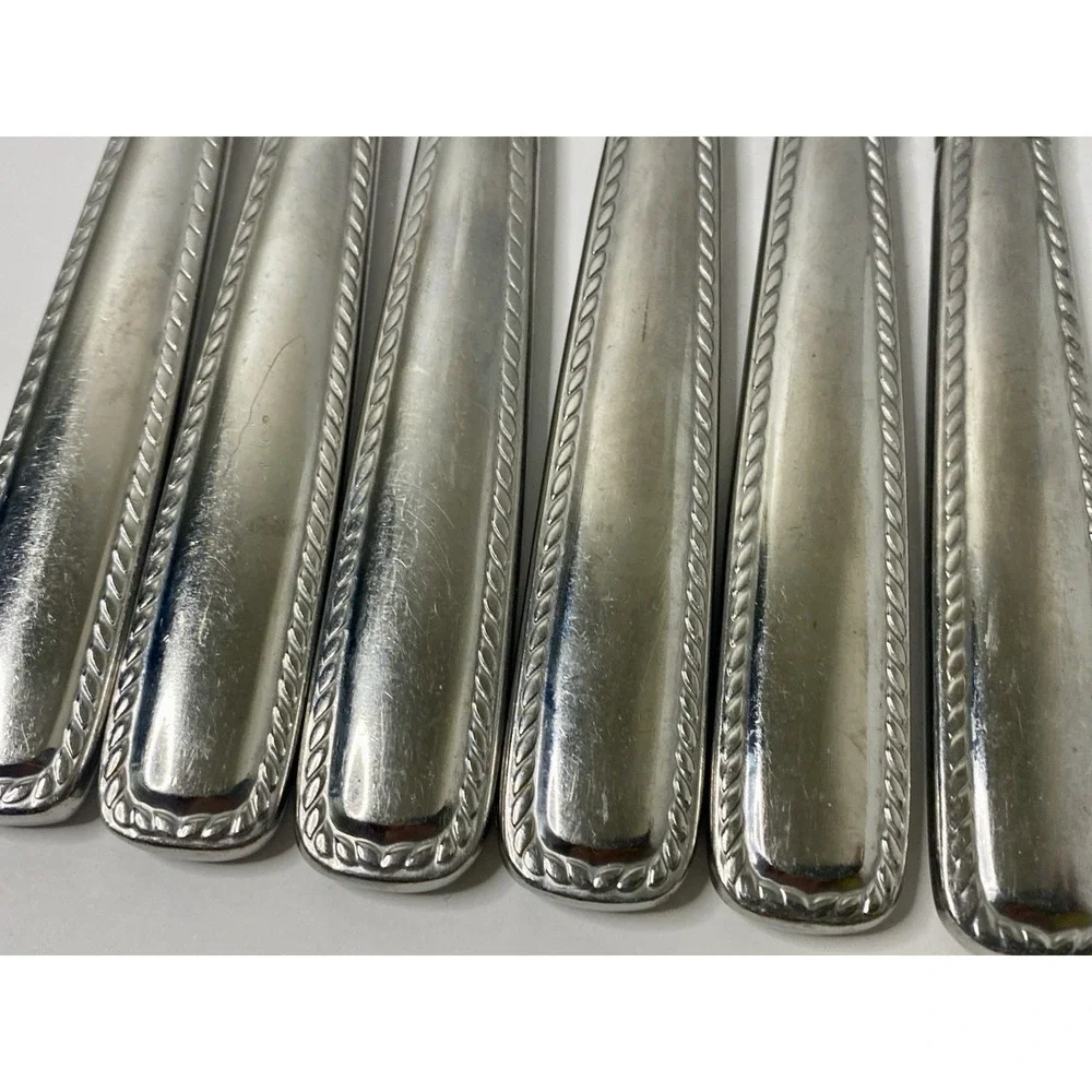 Reed & Barton BARRETT Rope Feathered Edge Glossy Dinner Knives 9 3/4